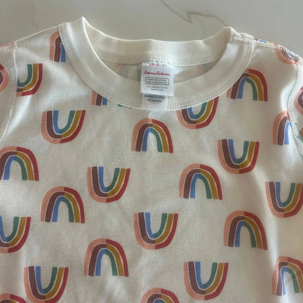 Hanna Andersson Girls Pajamas Rainbow Print Super Soft Size 8
